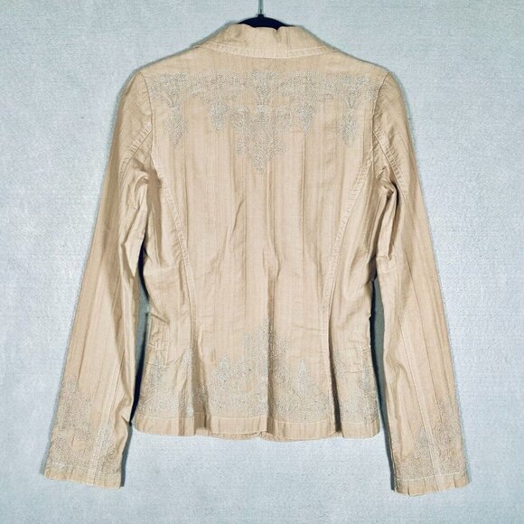 Johnny Was Jacket Womens S Beige Embroidered Blazer Neutral Quiet Luxury - Picture 6 of 13